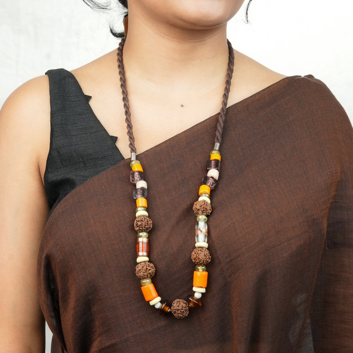 Rudraksha and Multicolour Bead Necklace