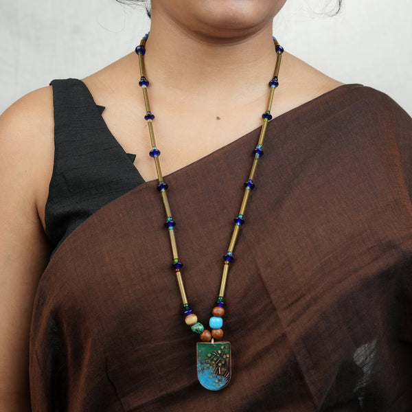 Copper Pipe and Glass Bead Necklace