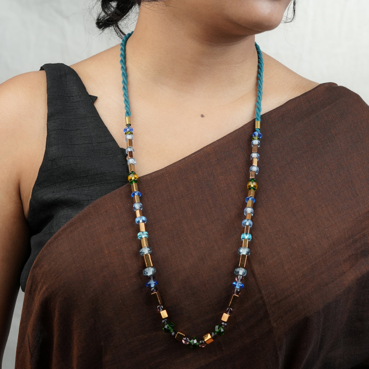 Glass Bead and Copper Bead Necklace