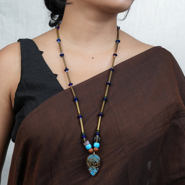Copper Pipe and Glass Bead Necklace