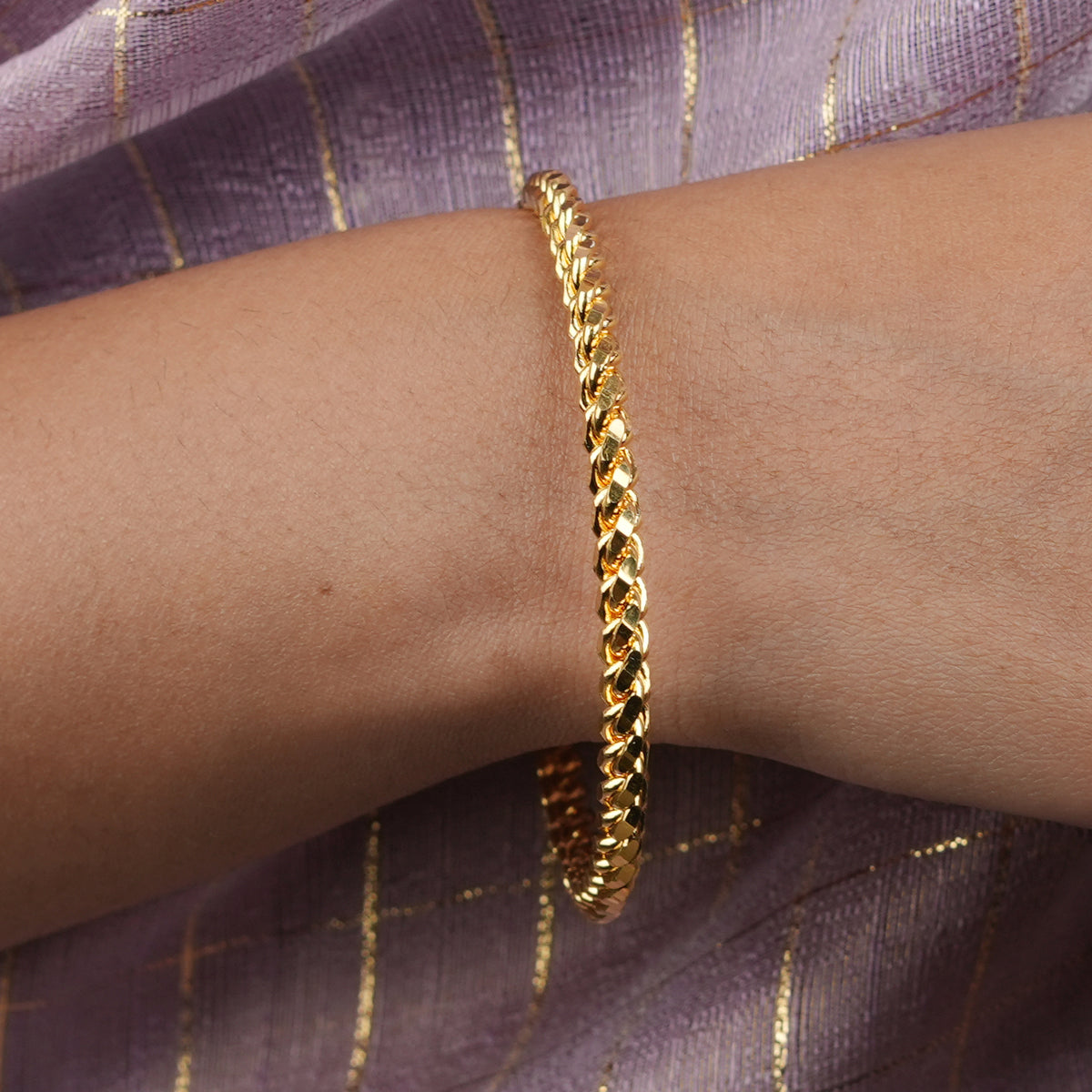 22K Gold Plated Fashion Twisted Bangle (Pair)