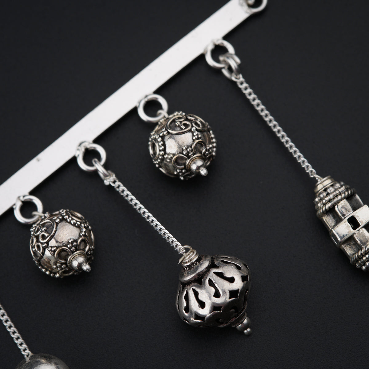 Celestial Orbs Silver Line Necklace