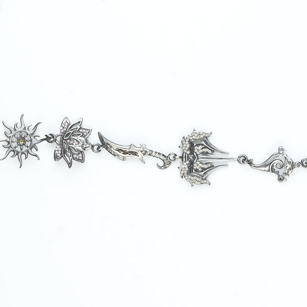 Silver Oxidized Durga Necklace (Made to Order)