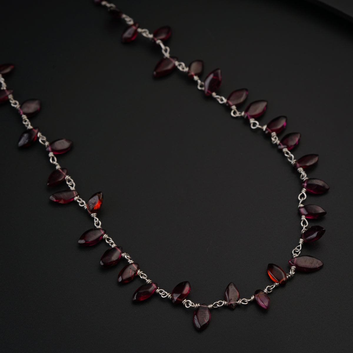 Silver Necklace with Garnets