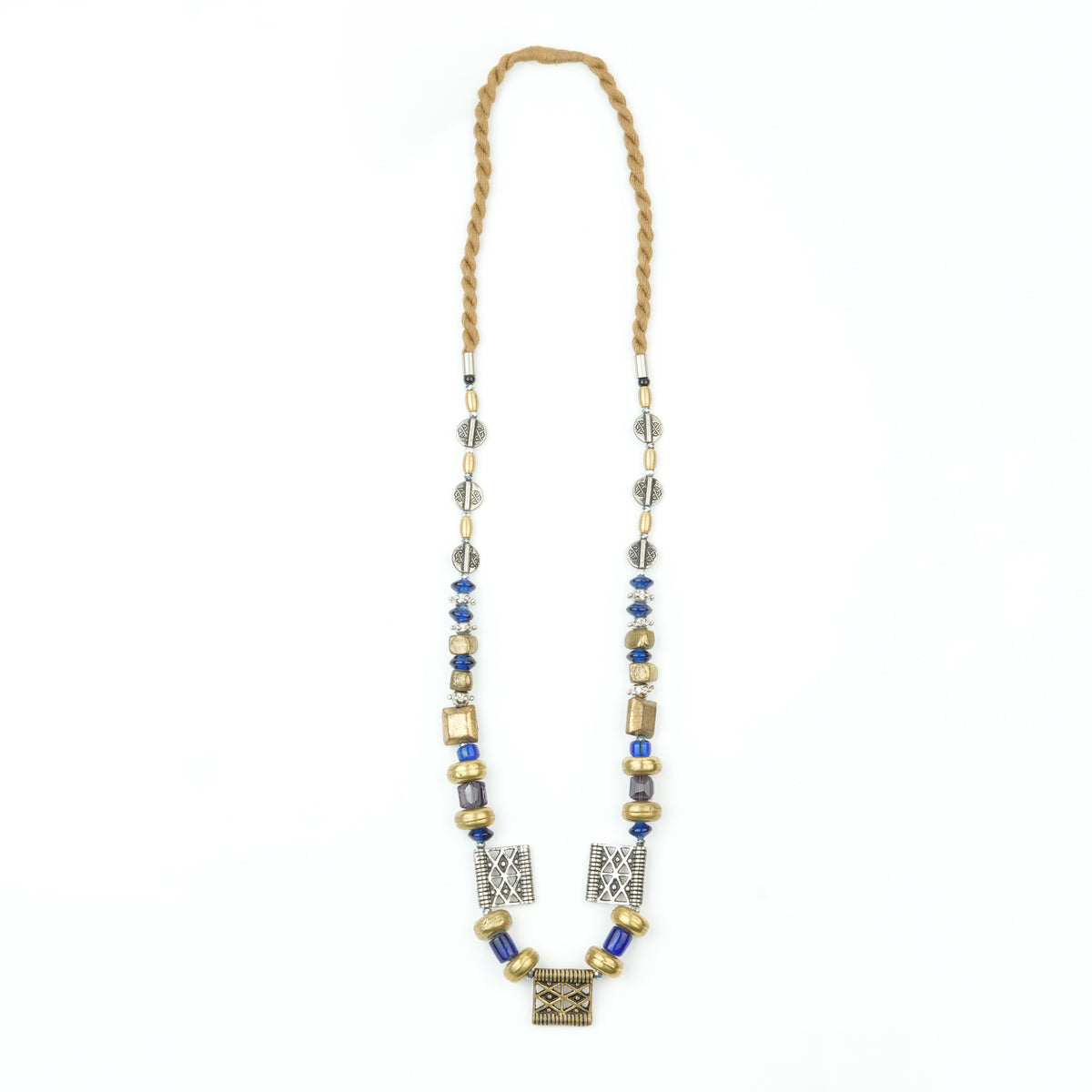 Copper and German Silver Bead Necklace