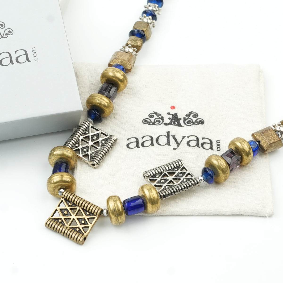 Copper and German Silver Bead Necklace