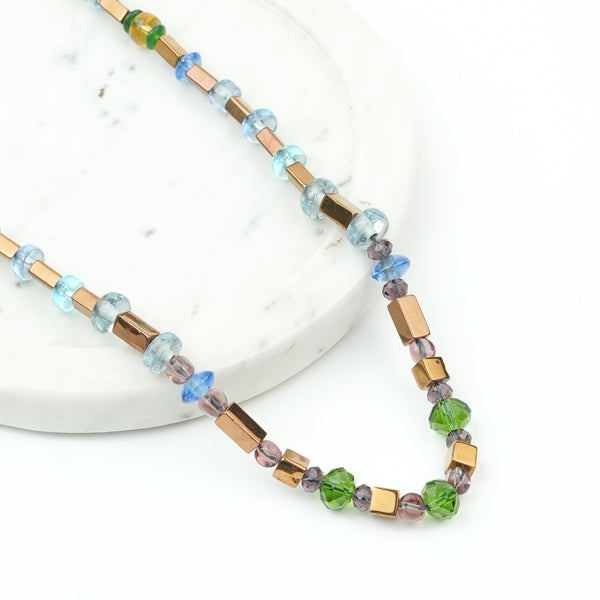 Glass Bead and Copper Bead Necklace