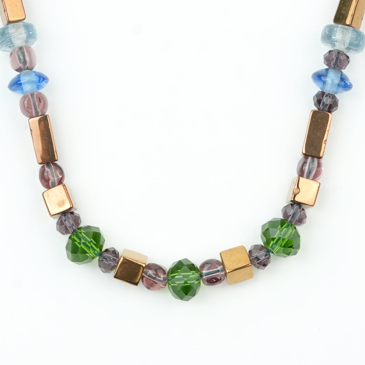 Glass Bead and Copper Bead Necklace