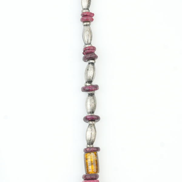 Glass Bead and Multicolour Bead Necklace