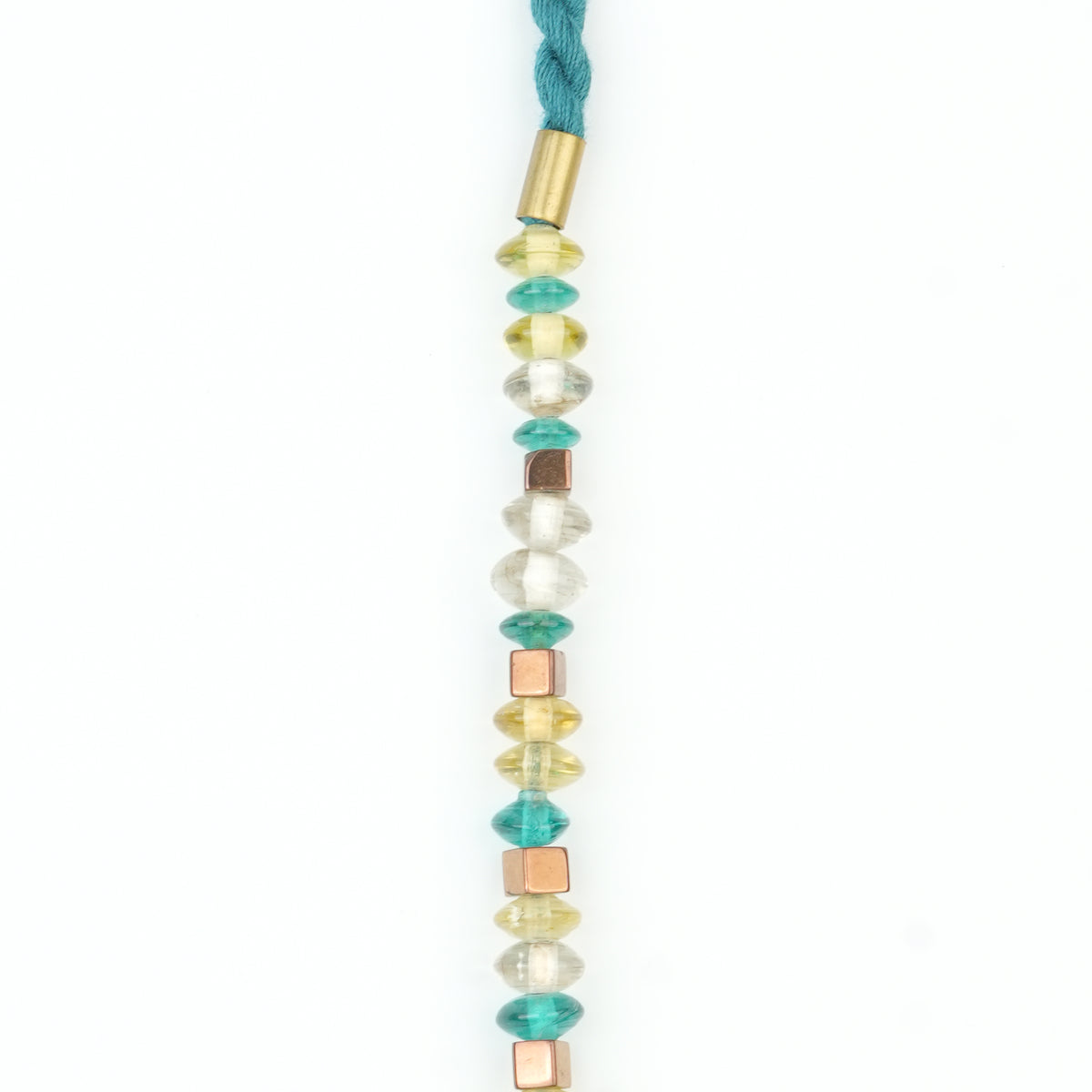 Glass Bead and Copper Square Bead Necklace