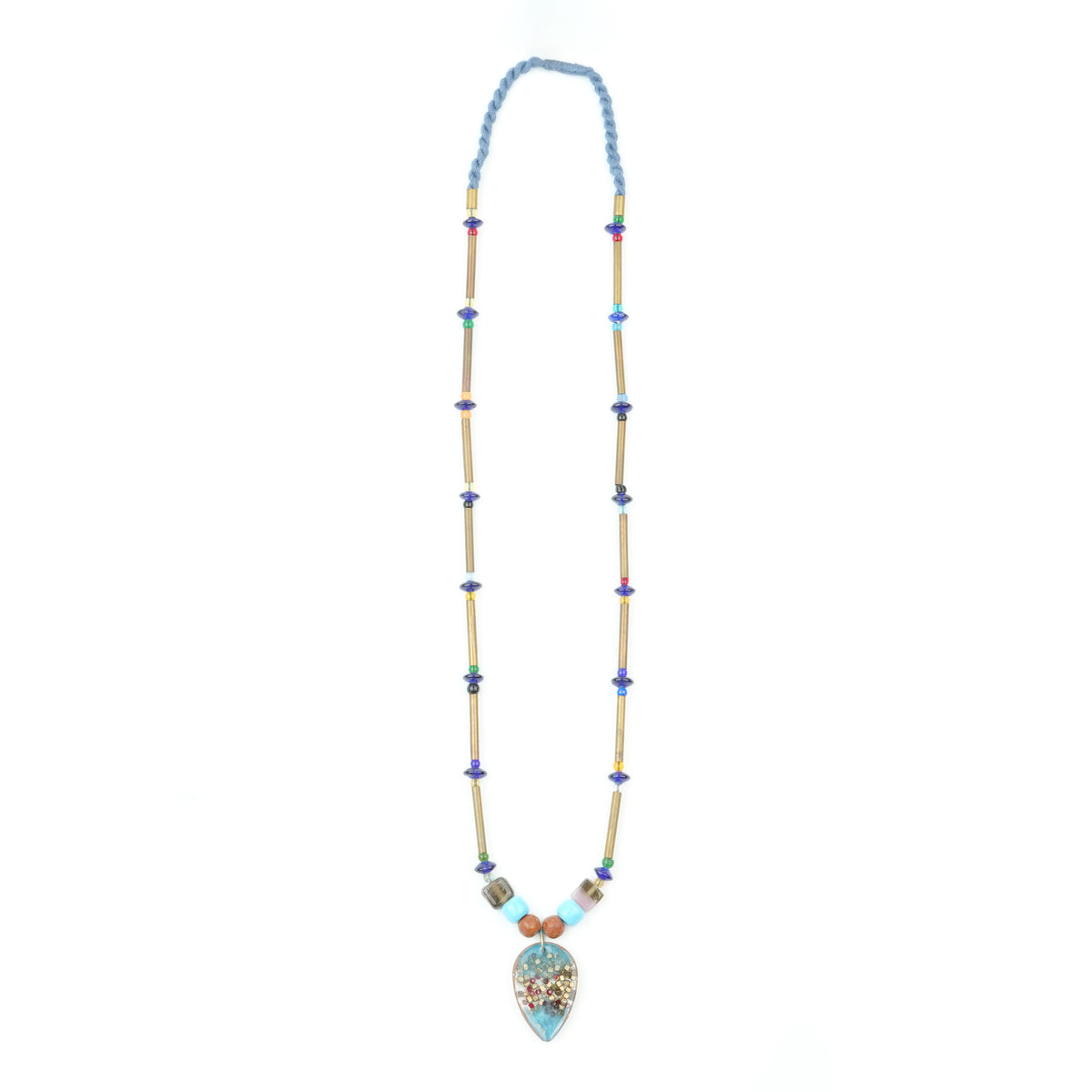Copper Pipe and Glass Bead Necklace