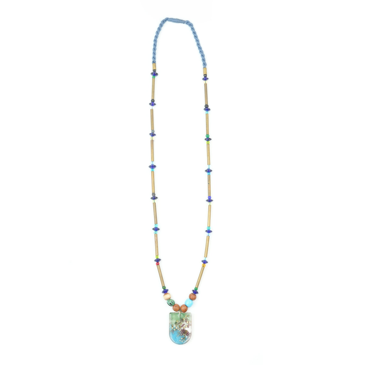 Copper Pipe and Glass Bead Necklace