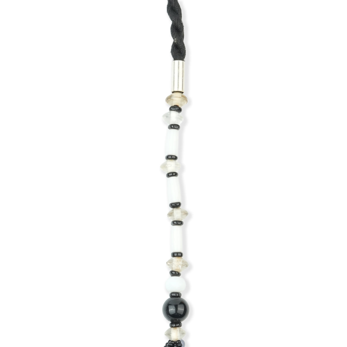 Glass Bead and Black Bead Necklace