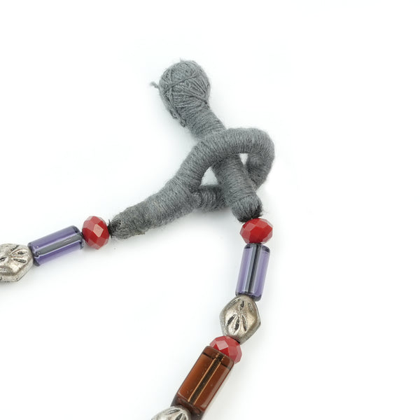 Glass and Silver Coated Copper Bead Necklace