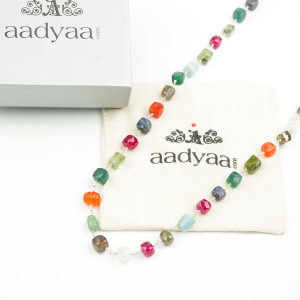 Multicolour Stone Ganthan Necklace – 28 Inches