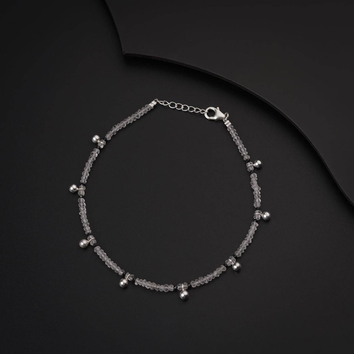 Crystals Anklet with Silver Beads