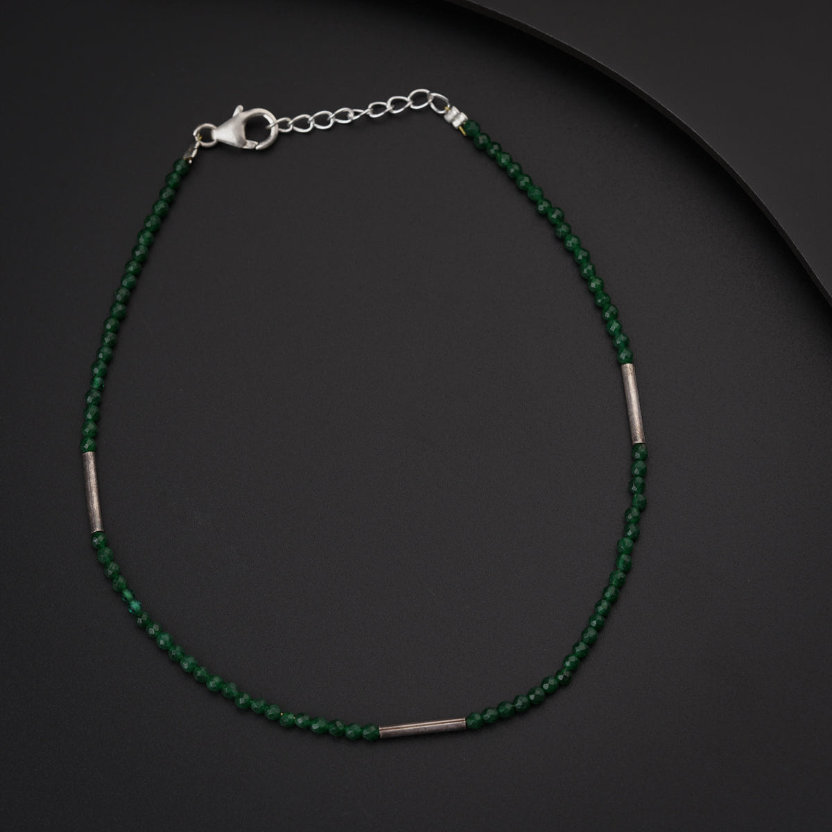 Green Onyx Silver Anklet