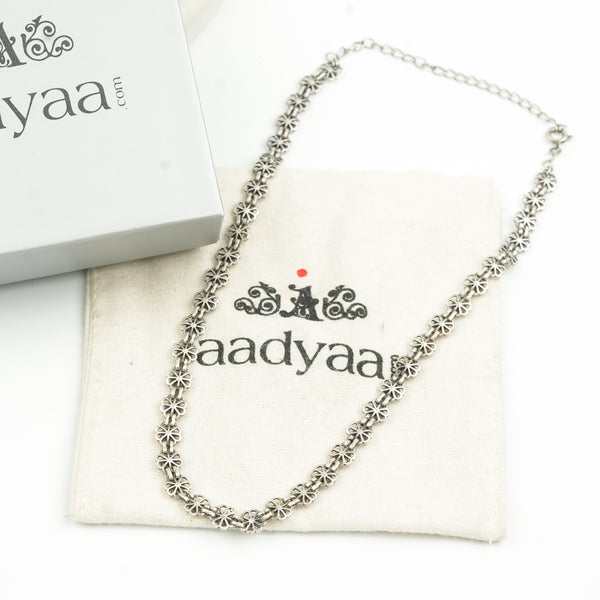 Oxidised Silver Bakul Chokar Necklace