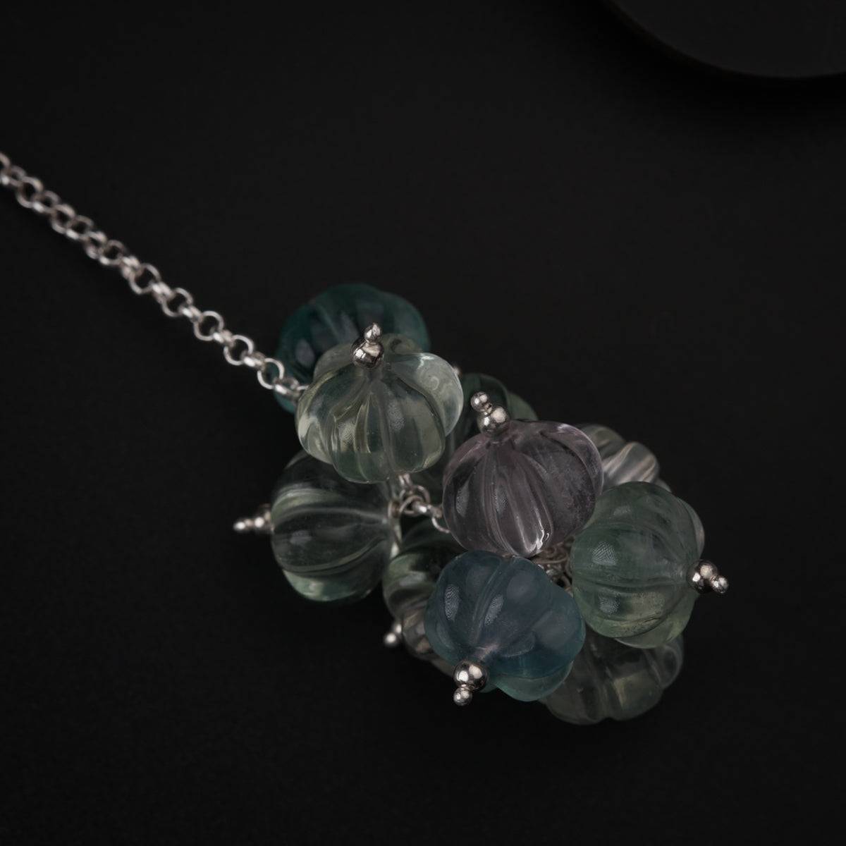 Silver Tie & Wear Necklace with Pearls and Fluorite