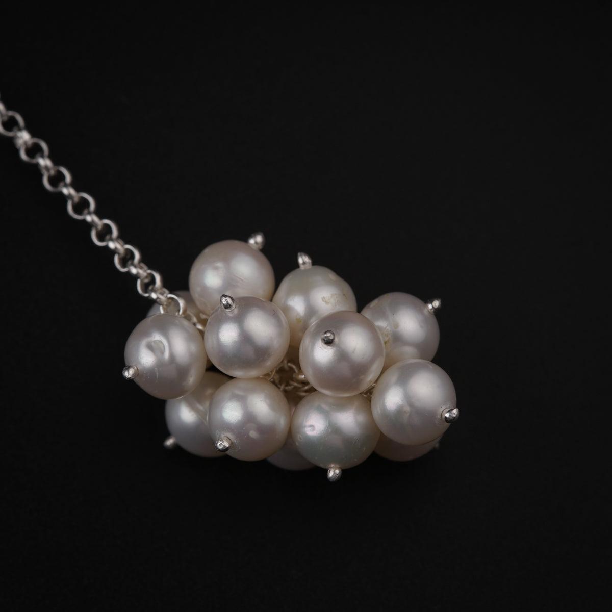 Silver Tie & Wear Necklace with Pearls and Semi Precious Stones
