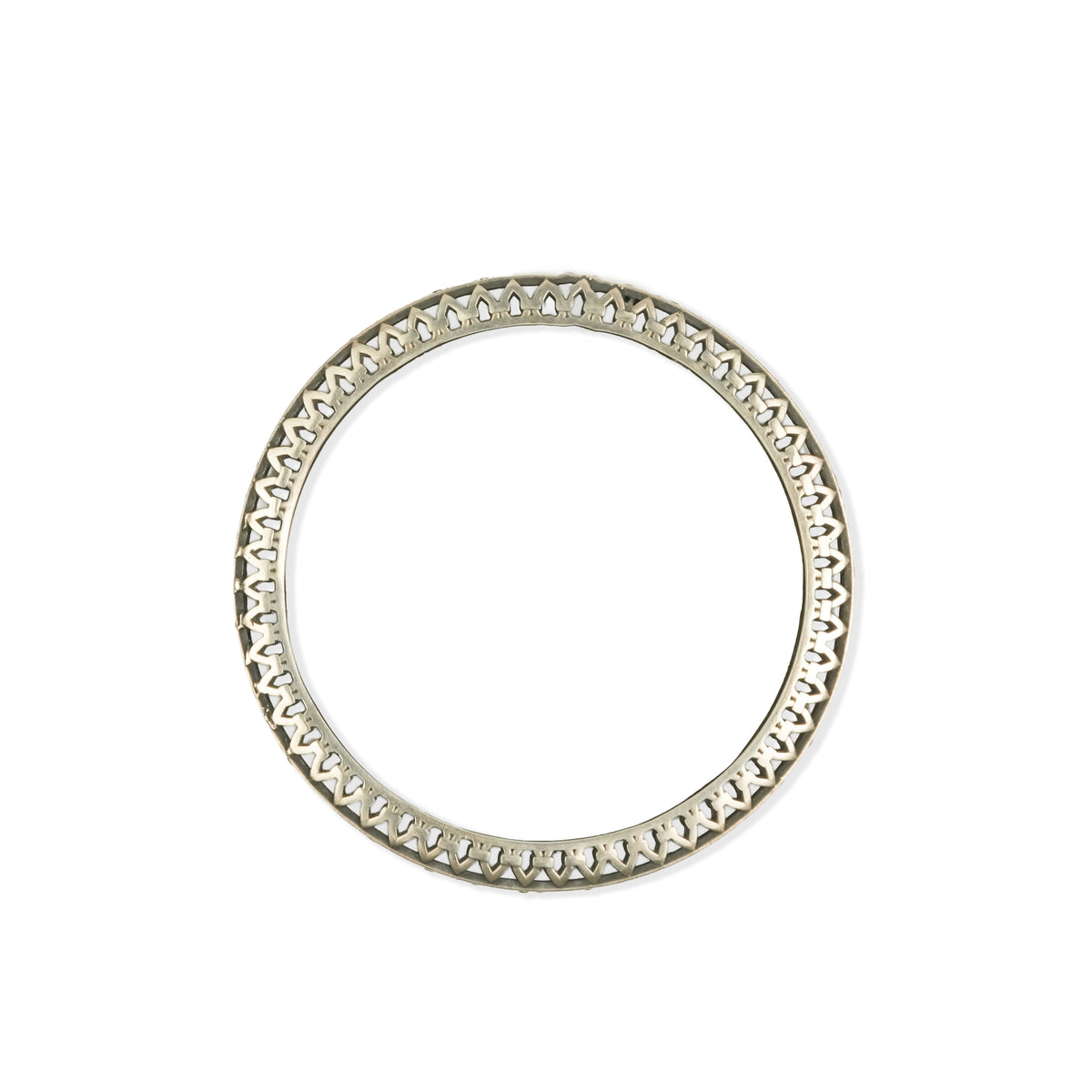 Oxidised Silver Filigree Bangle with Green Stones