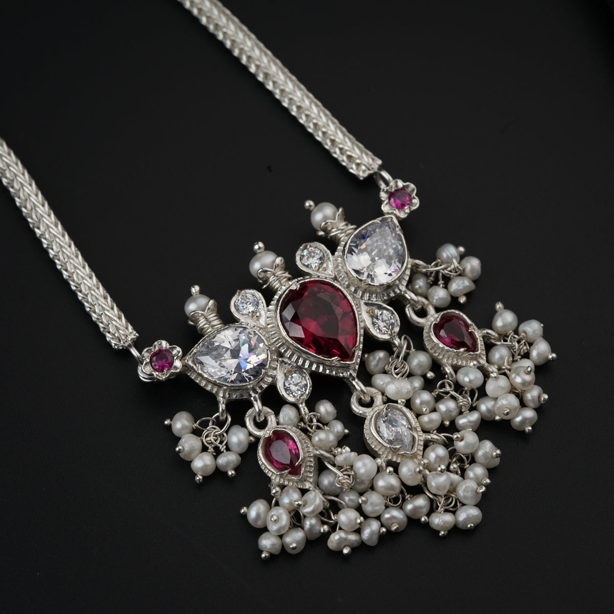 Classic Tanmani Set with Ruby and Crystals