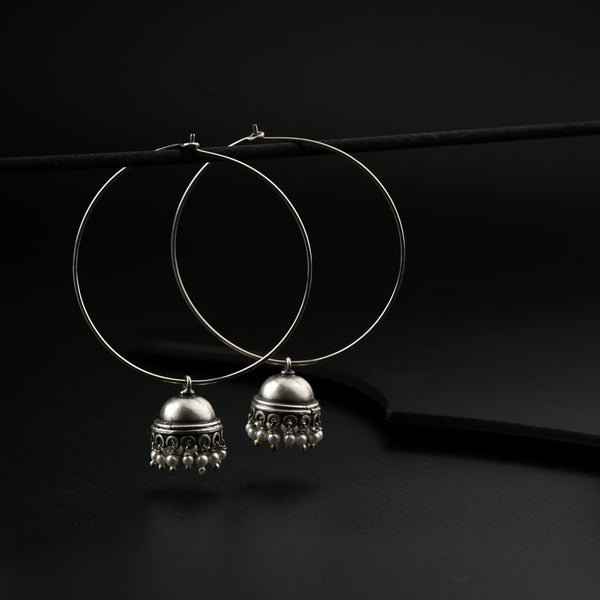 Silver Large Hoops Jhumki