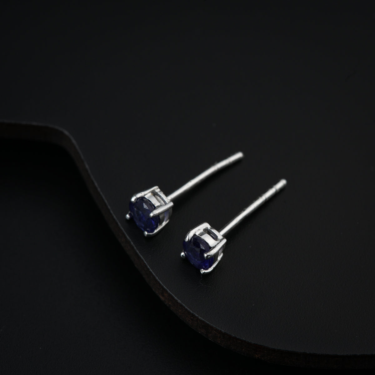 Silver Studs with Iolite Stone