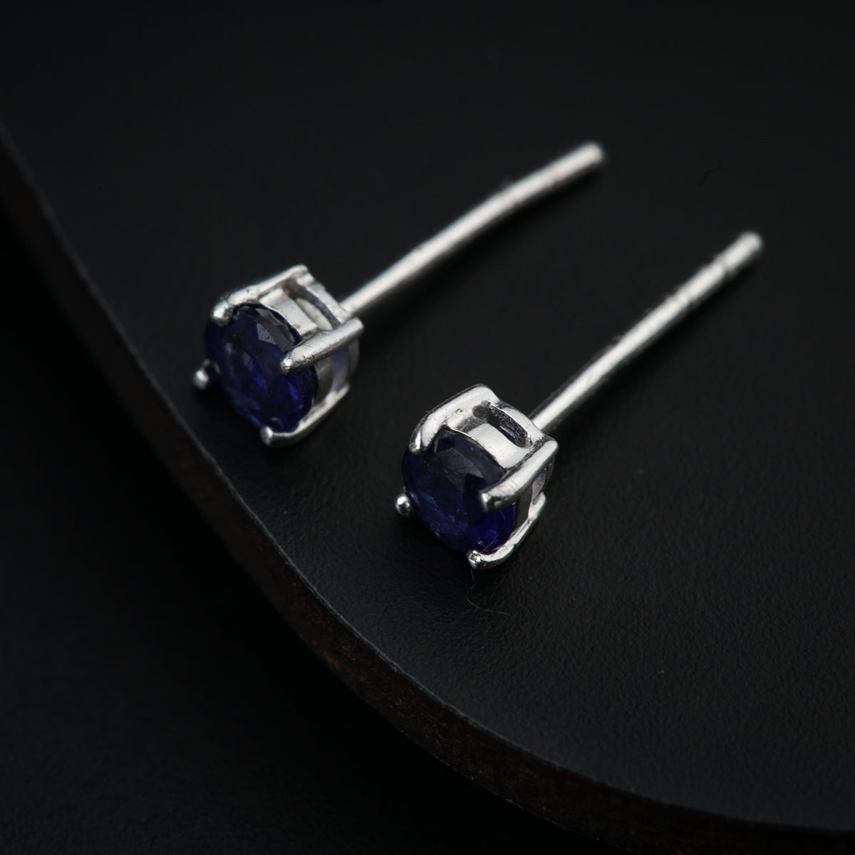 Silver Studs with Iolite Stone