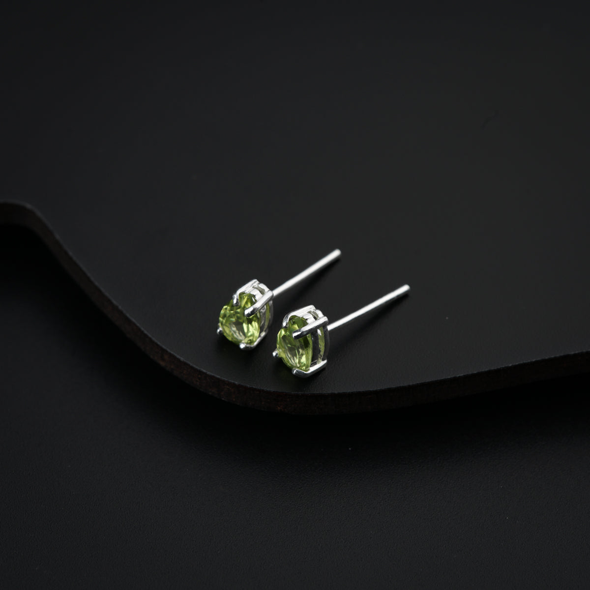 Silver Studs with Peridot