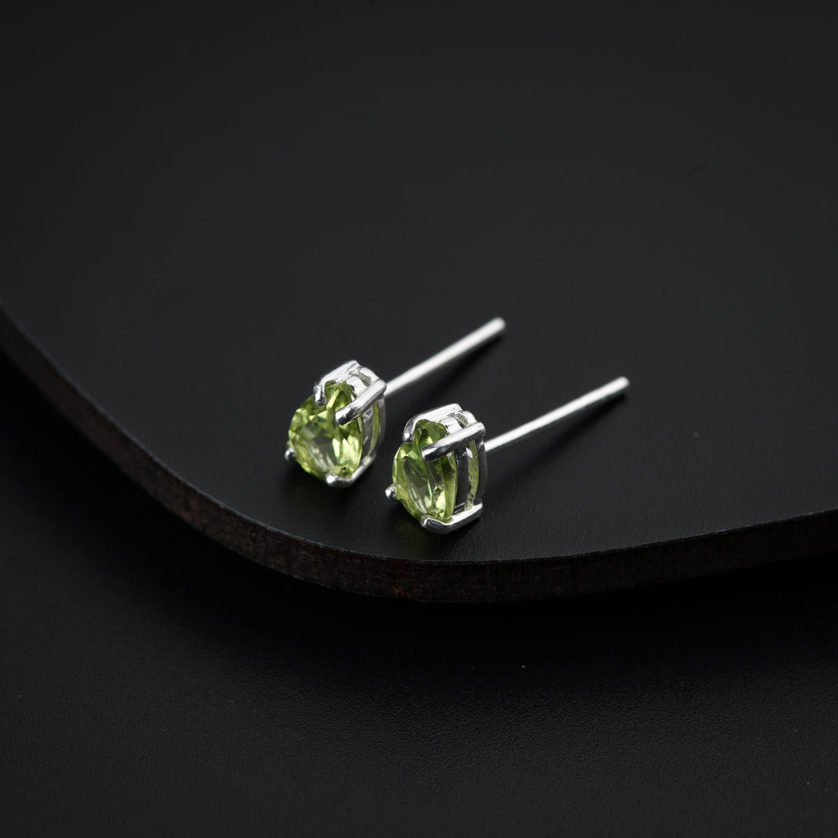 Silver Studs with Peridot