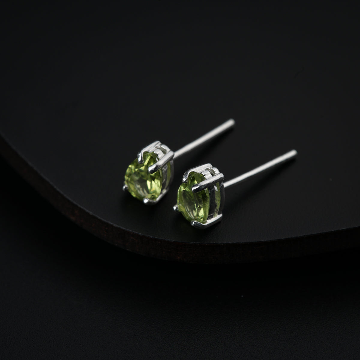 Silver Studs with Peridot