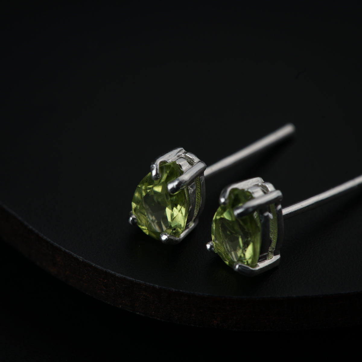 Silver Studs with Peridot