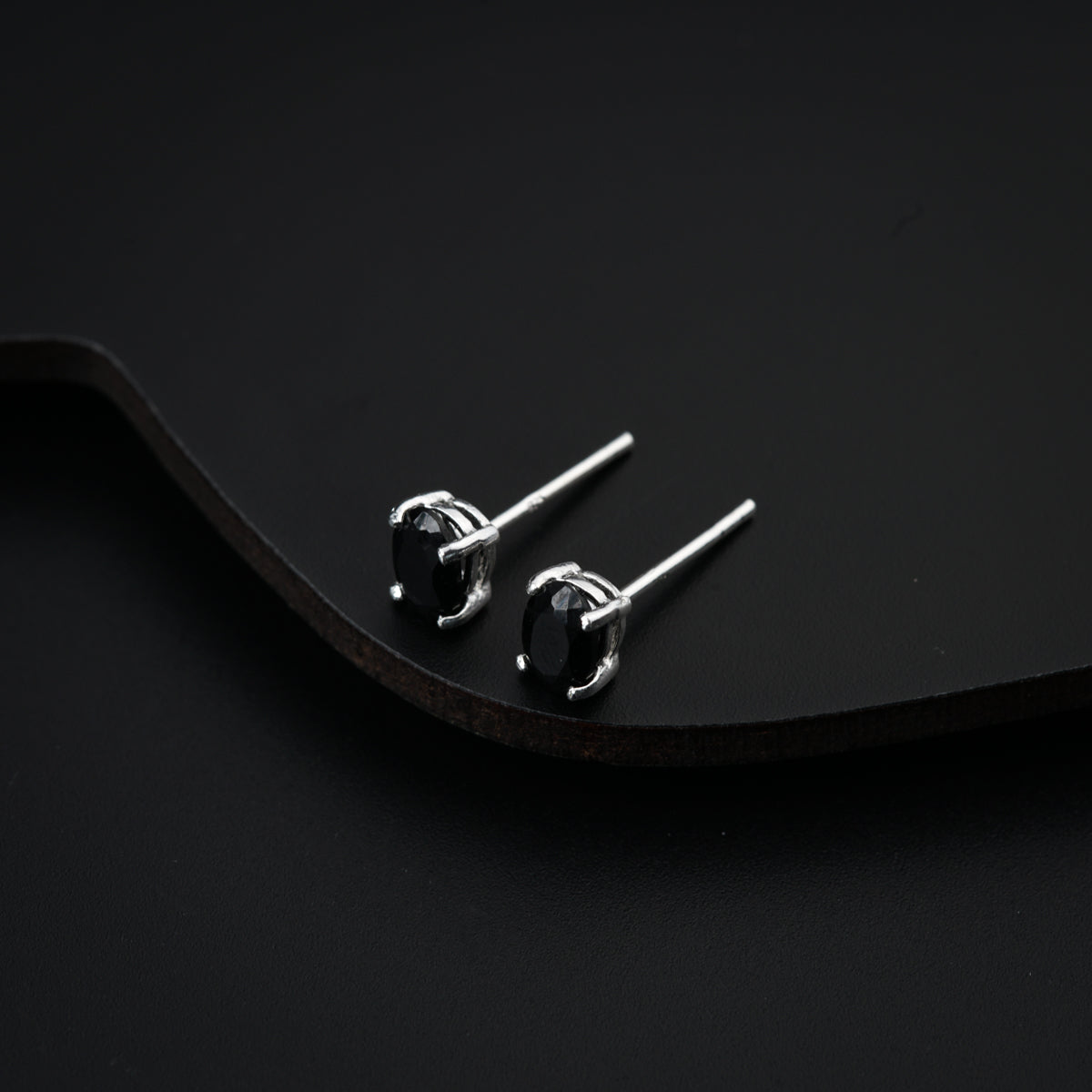 Silver Studs with Black Spinel