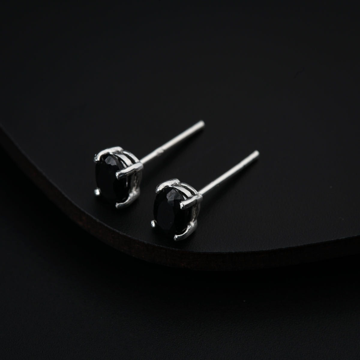 Silver Studs with Black Spinel