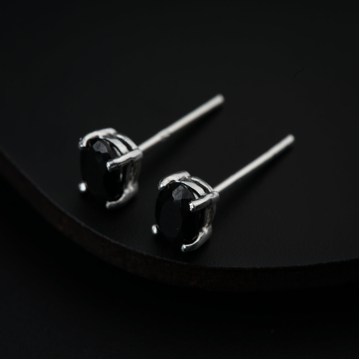 Silver Studs with Black Spinel