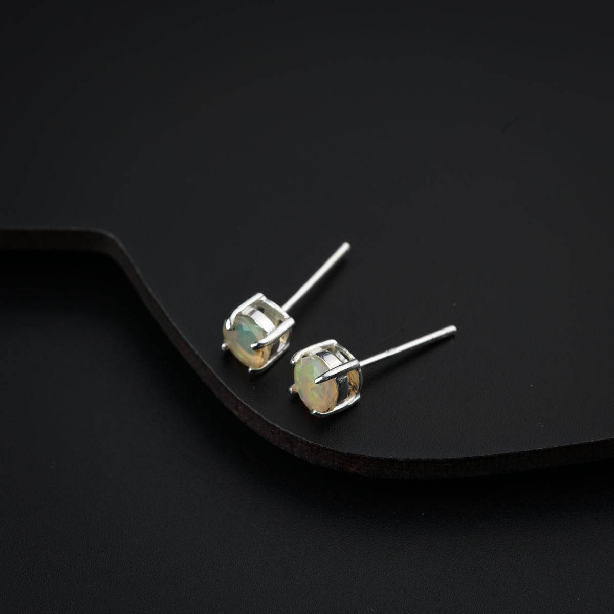 Silver E Opal Cut Studs