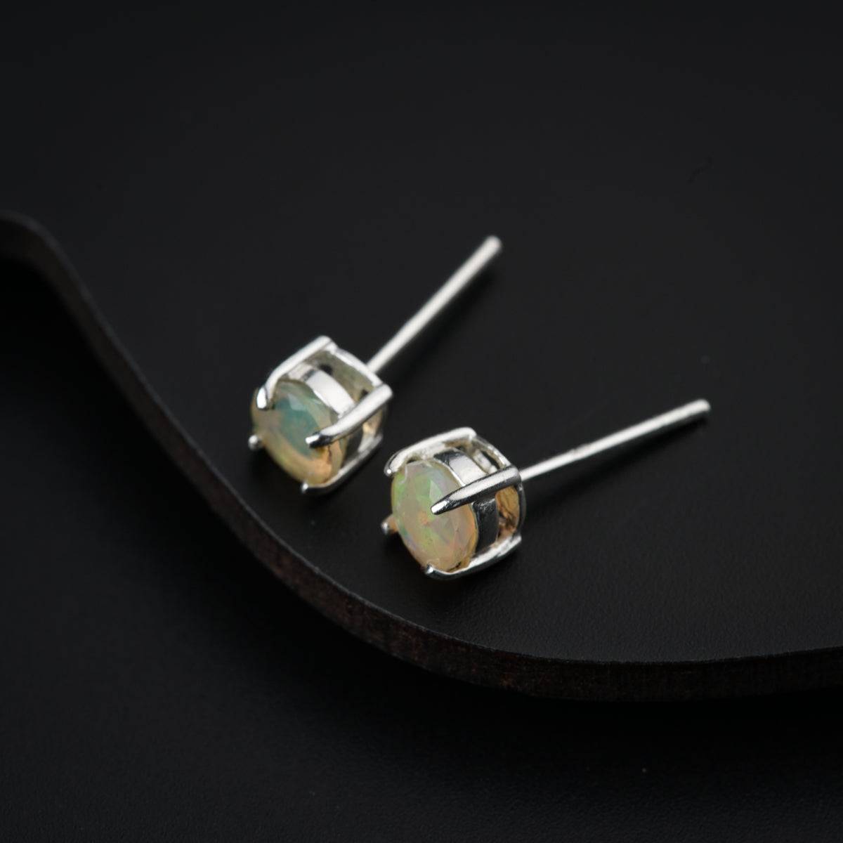 Silver E Opal Cut Studs