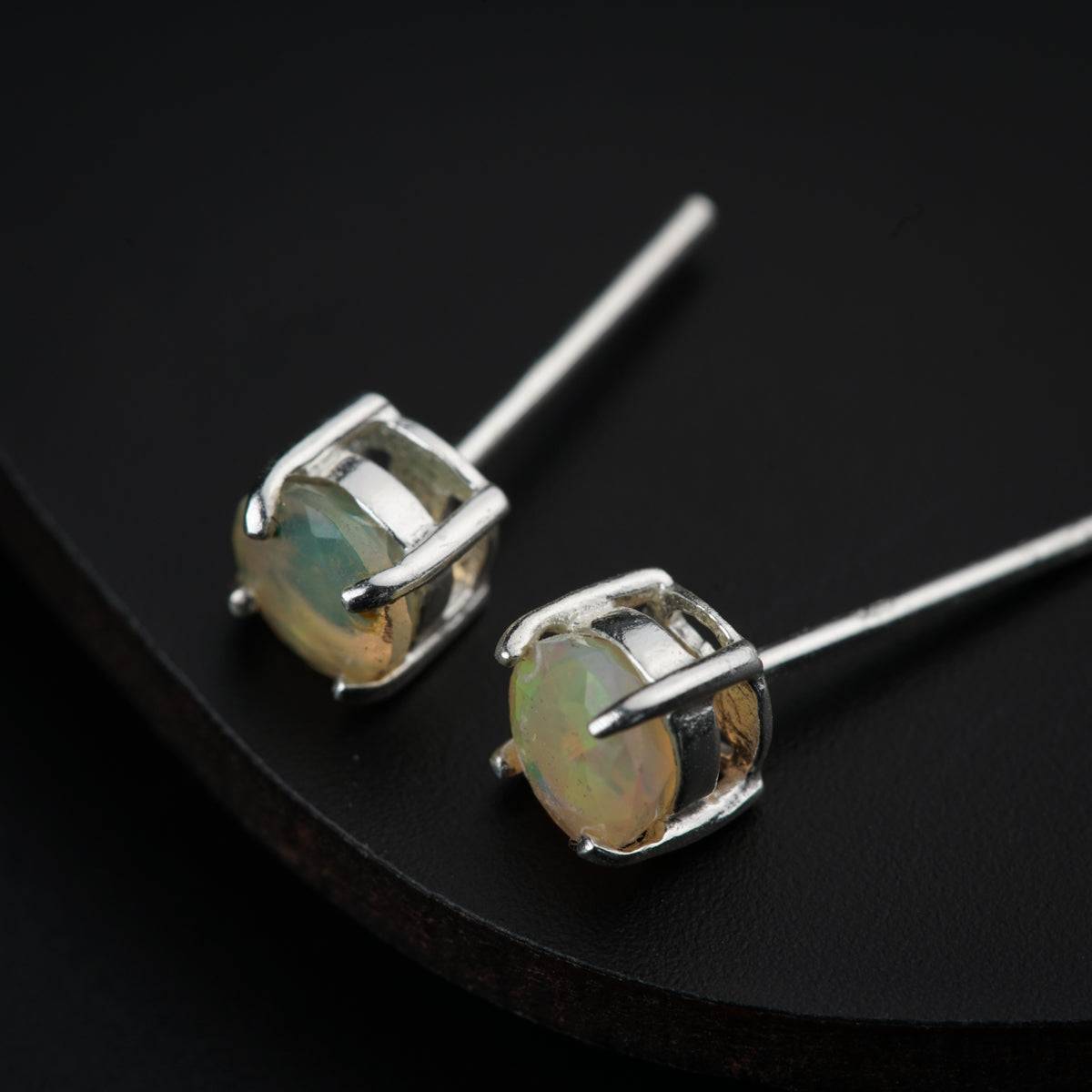 Silver E Opal Cut Studs