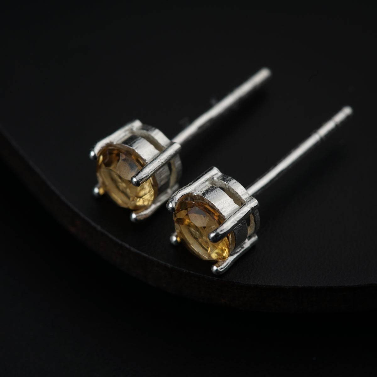 Citrine Silver Studs