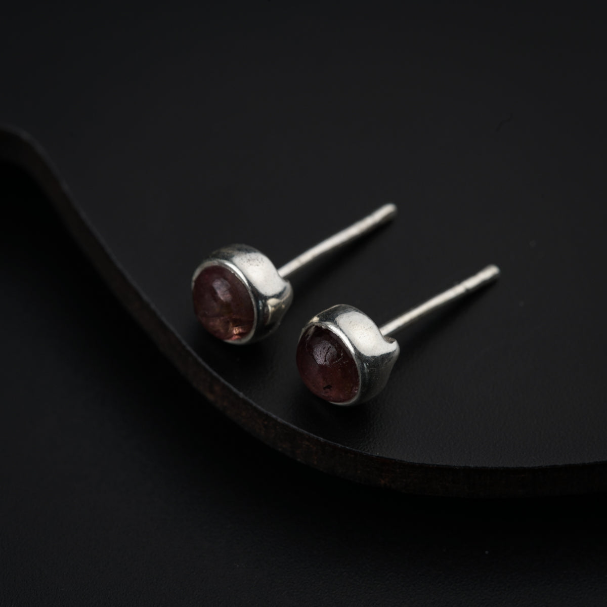 Tiny Round Studs with Tourmaline