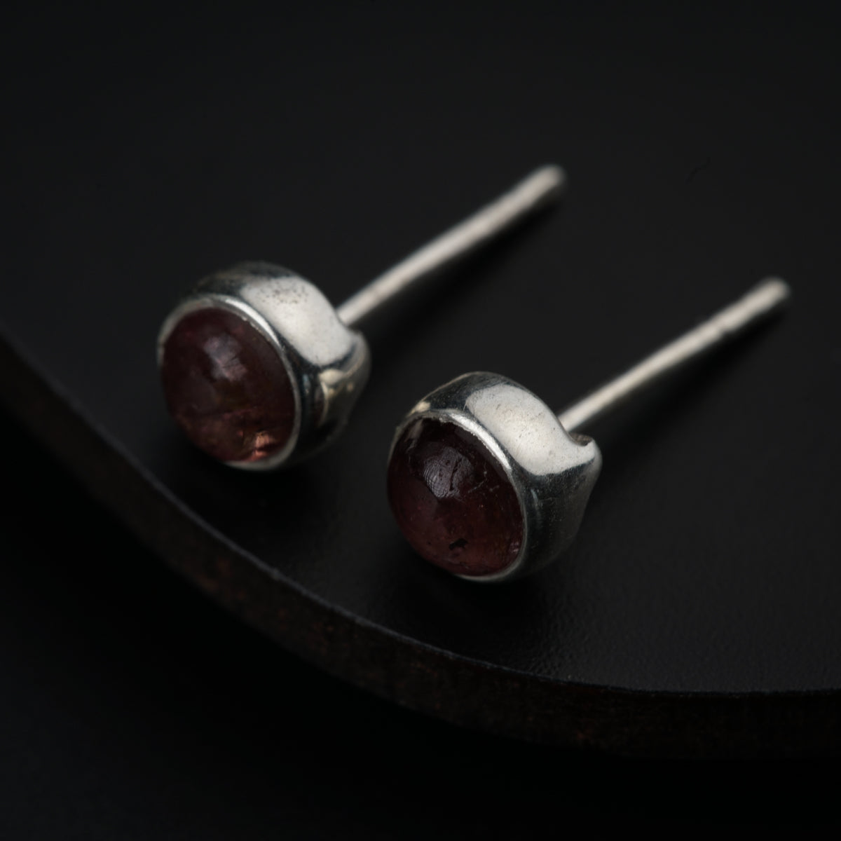 Tiny Round Studs with Tourmaline