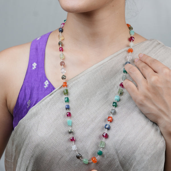 Multicolour Stone Ganthan Necklace – 28 Inches