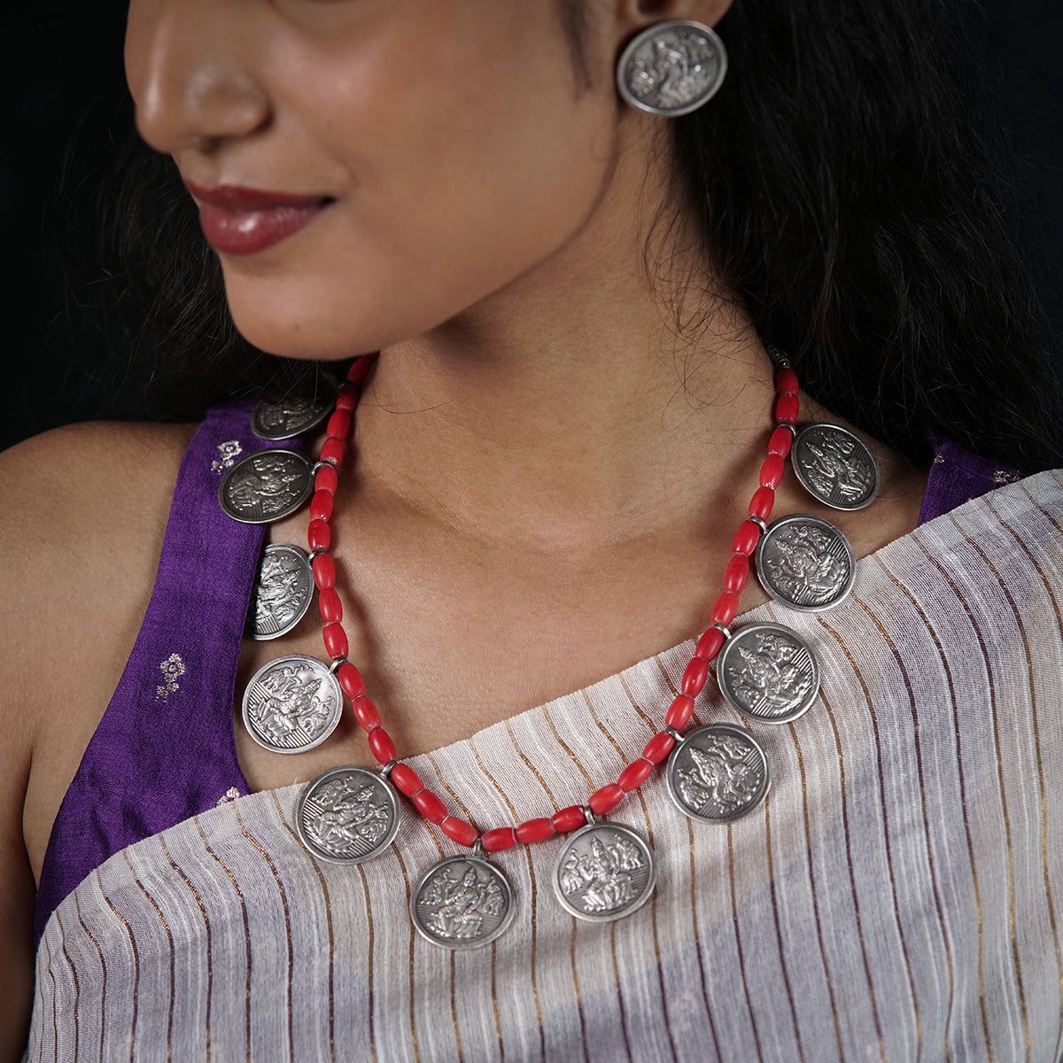 Silver Putali (Coin) Set with corals