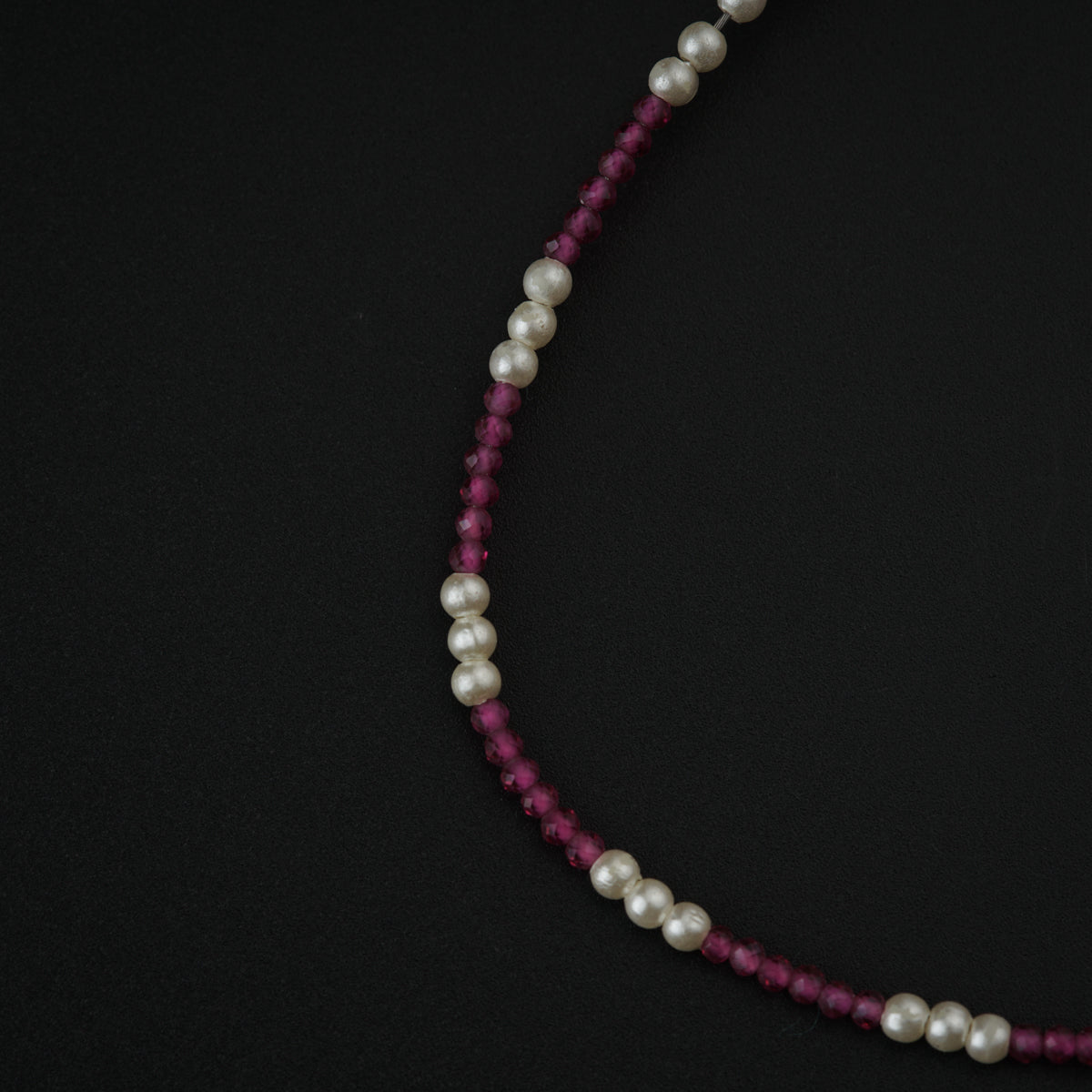 Semi precious stone bracelet in silver wire ( Lab made rubies and pearls )