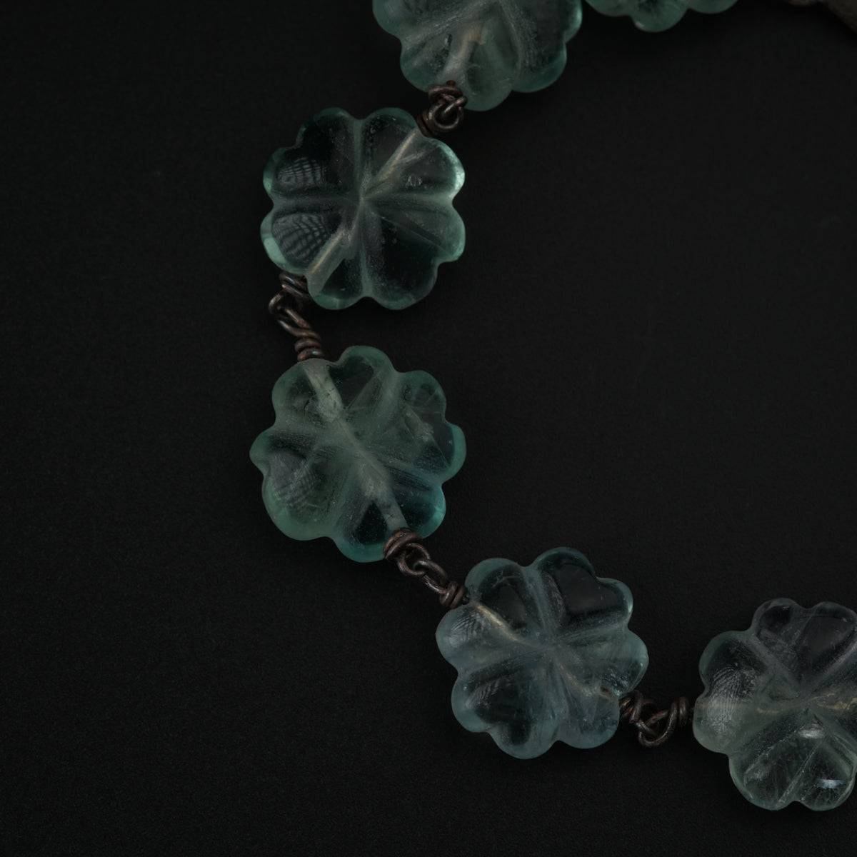 Semi precious stone bracelet in silver wire ( Fluorite Flowers )