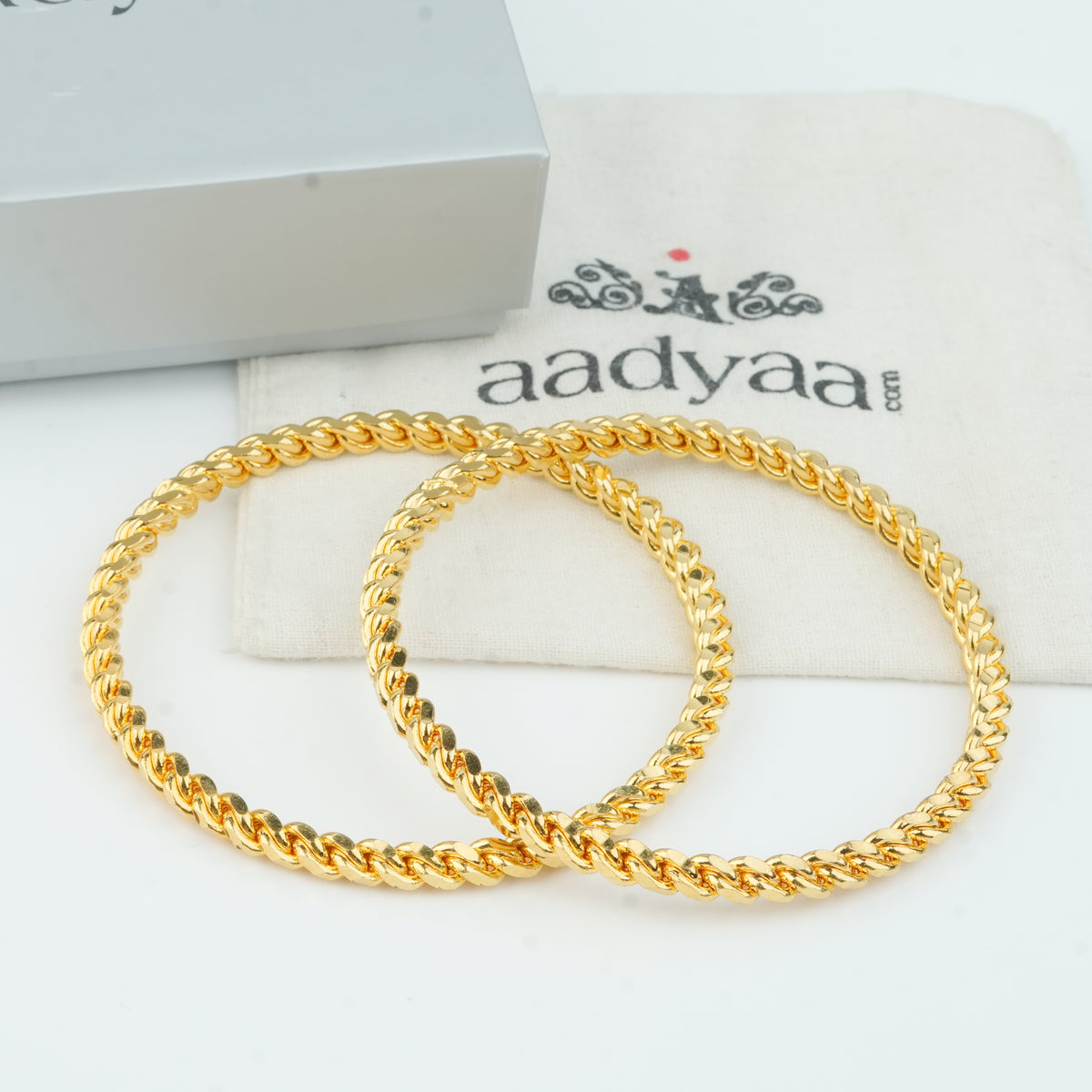 22K Gold Plated Fashion Twisted Bangle (Pair)