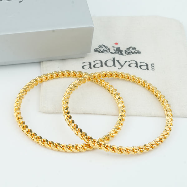22K Gold Plated Fashion Twisted Bangle (Pair)