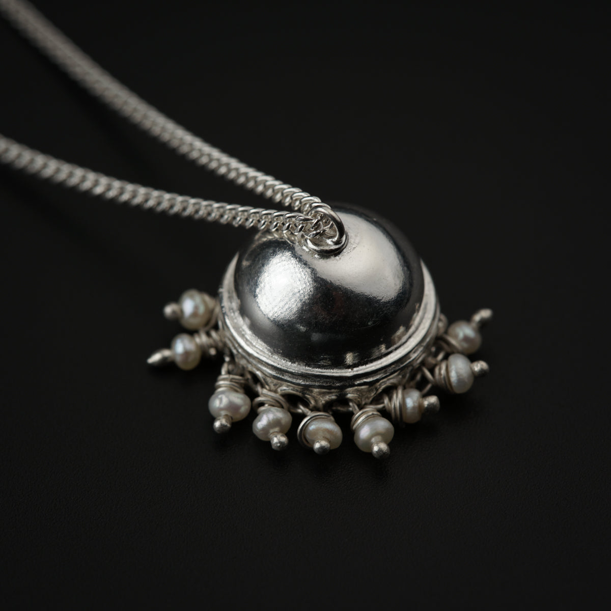 Silver Jhumki Necklace