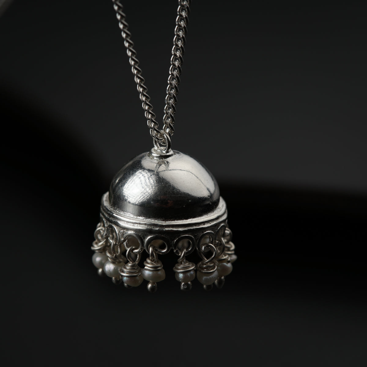 Silver Jhumki Necklace